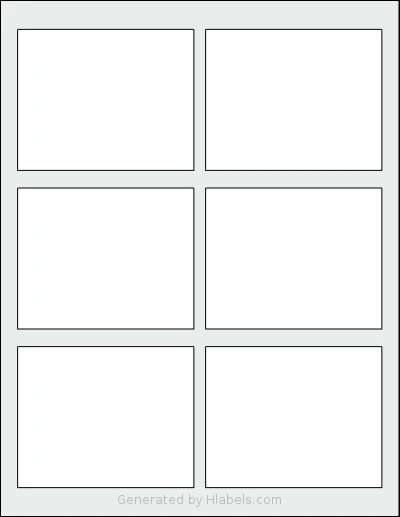 SheetLabels® SL499 template with 6 rectangular 3.75 x 3 inch labels per sheet, on Letter-size adhesive blank label sheets.