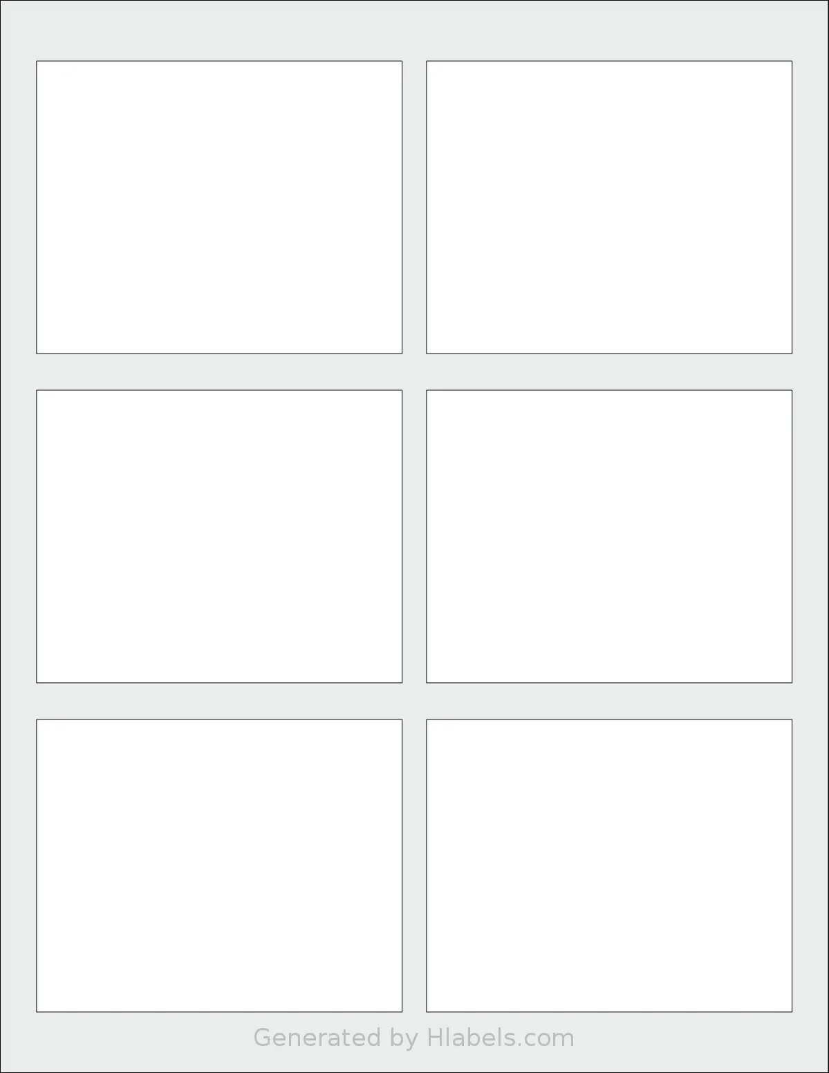 SheetLabels® SL499 template with 6 rectangular 3.75 x 3 inch labels per sheet, on Letter-size adhesive blank label sheets.