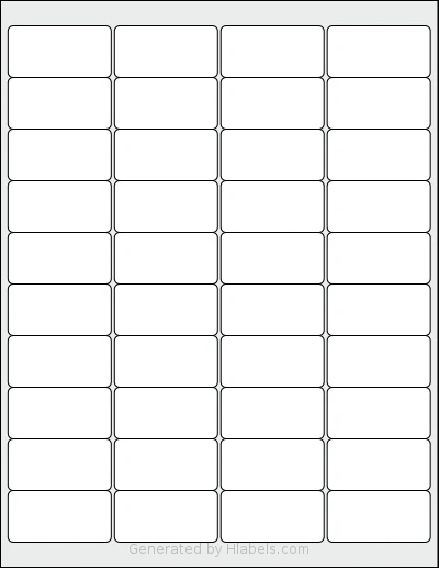 SheetLabels® SL565 Template SheetLabels® SL565 template with 40 rectangular 2 x 1 inch labels per sheet, on Letter-size adhesive blank label sheets.