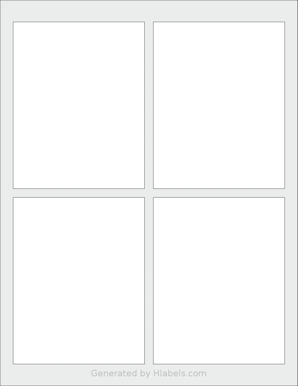 SheetLabels® SL571 template with 4 rectangular 3.75 x 4.75 inch labels per sheet, on Letter-size adhesive blank label sheets.
