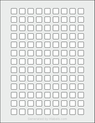 SheetLabels® SL594 template with 117 square 0.5 x 0.5 inch labels per sheet, on Letter-size adhesive blank label sheets.