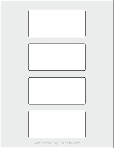 SheetLabels® SL6 template with 4 rectangular 4.25 x 2 inch labels per sheet, on Letter-size adhesive blank label sheets.