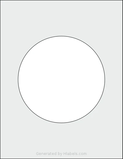 SheetLabels® SL606 template with 1 circle labels per sheet, each 6 inch in diameter, on Letter-size adhesive blank label sheets.