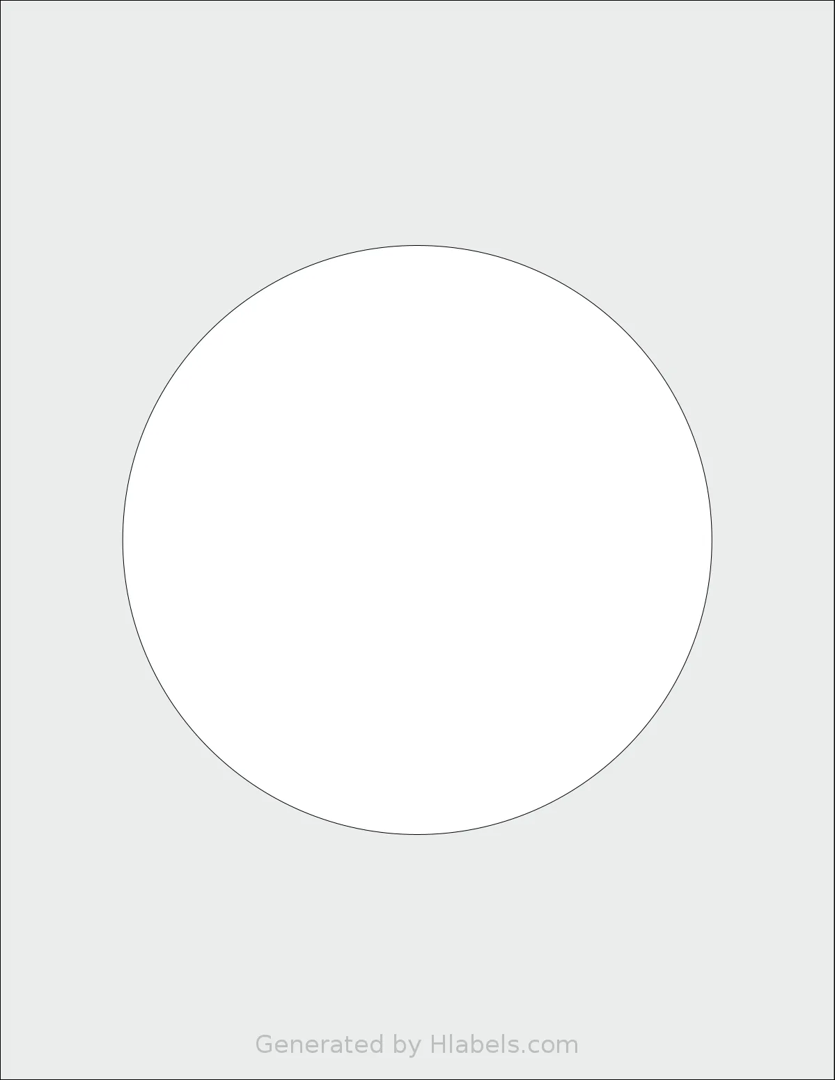 SheetLabels® SL606 template with 1 circle labels per sheet, each 6 inch in diameter, on Letter-size adhesive blank label sheets.