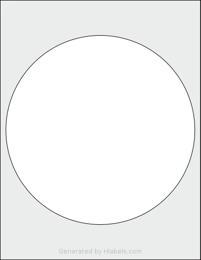 SheetLabels® SL608 template with 1 circle labels per sheet, each 8 inch in diameter, on Letter-size adhesive blank label sheets.