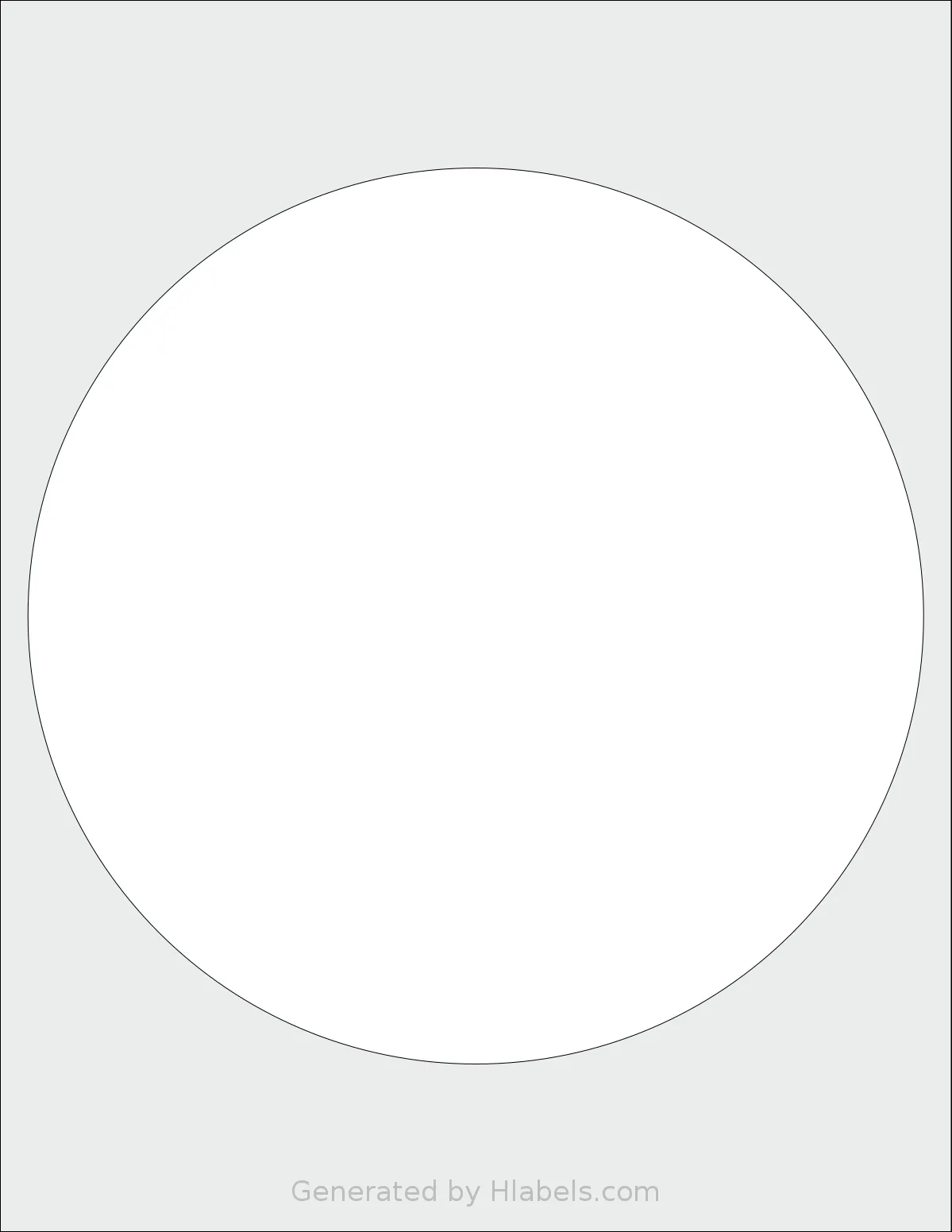 SheetLabels® SL608 template with 1 circle labels per sheet, each 8 inch in diameter, on Letter-size adhesive blank label sheets.