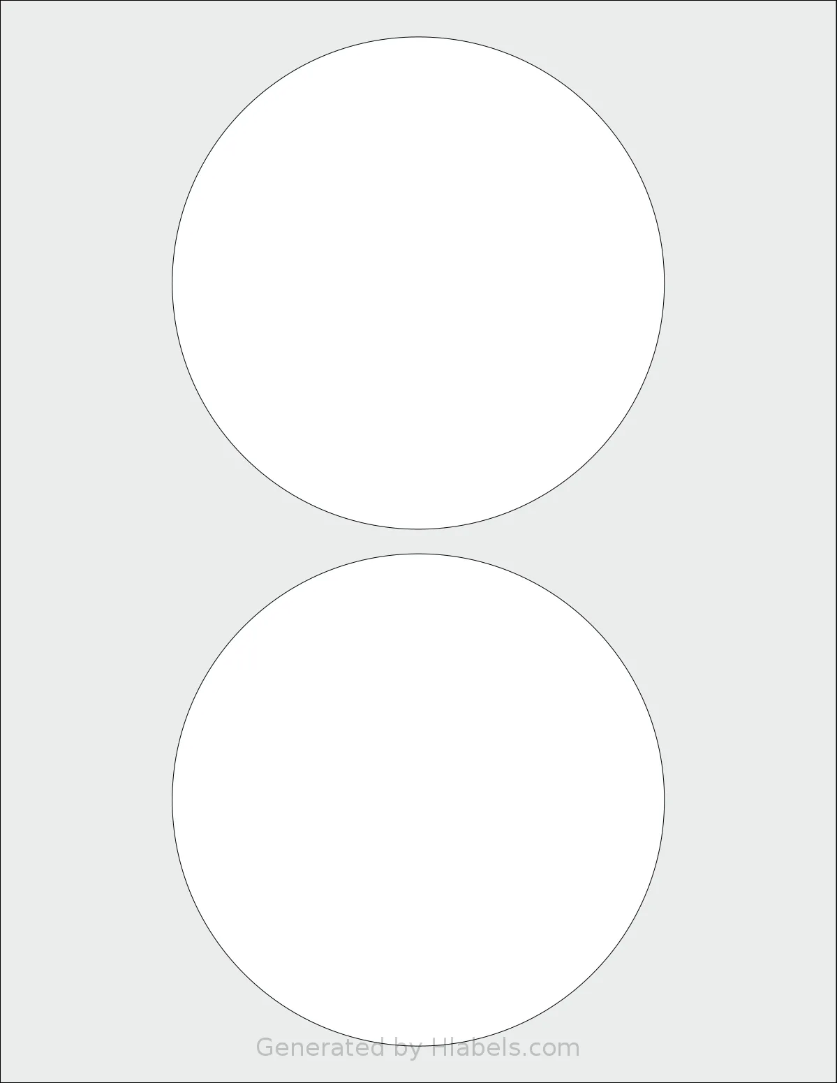 SheetLabels® SL637 template with 2 circle labels per sheet, each 5 inch in diameter, on Letter-size adhesive blank label sheets.