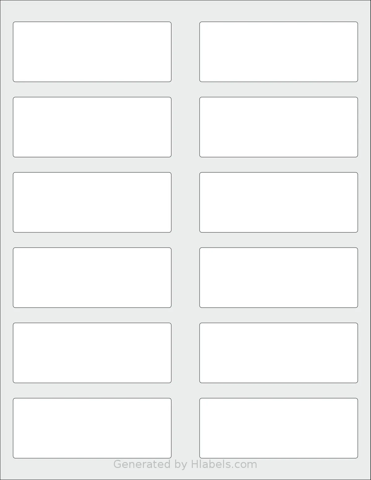 SheetLabels® SL677 template with 12 rectangular 3.625 x 1.375 inch labels per sheet, on Letter-size adhesive blank label sheets.
