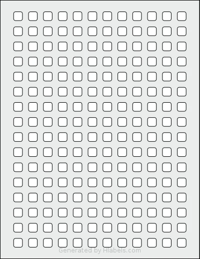 SheetLabels® SL680 template with 192 square 0.375 x 0.375 inch labels per sheet, on Letter-size adhesive blank label sheets.
