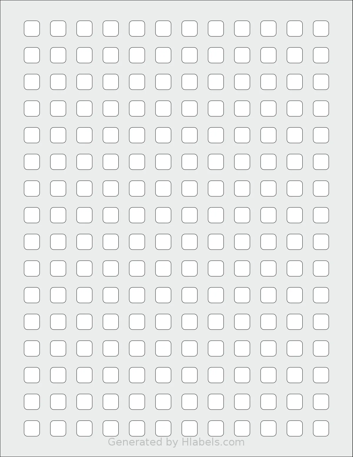 SheetLabels® SL680 template with 192 square 0.375 x 0.375 inch labels per sheet, on Letter-size adhesive blank label sheets.