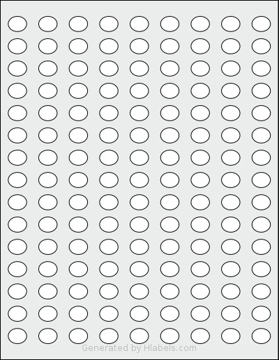 SheetLabels® SL681 template with 135 oval 0.5639 x 0.4639 inch labels per sheet, on Letter-size adhesive blank label sheets.