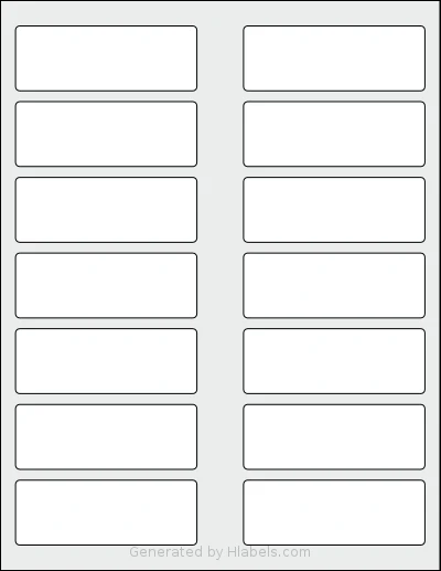 SheetLabels® SL684 template with 14 rectangular 3.5 x 1.25 inch labels per sheet, on Letter-size adhesive blank label sheets.