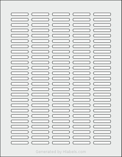 SheetLabels® SL689 template with 125 rectangular 1.1875 x 0.1875 inch labels per sheet, on Letter-size adhesive blank label sheets.