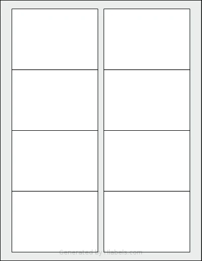 SheetLabels® SL7 template with 8 rectangular 3.625 x 2.5625 inch labels per sheet, on Letter-size adhesive blank label sheets.