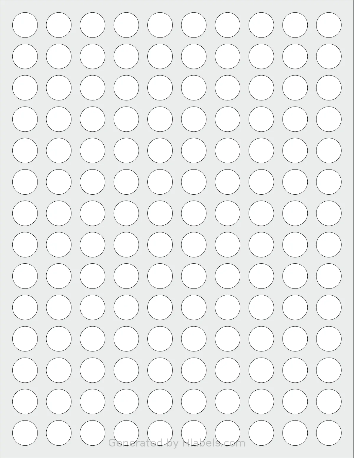 SheetLabels® SL709 template with 140 circle labels per sheet, each 0.602 inch in diameter, on Letter-size adhesive blank label sheets.