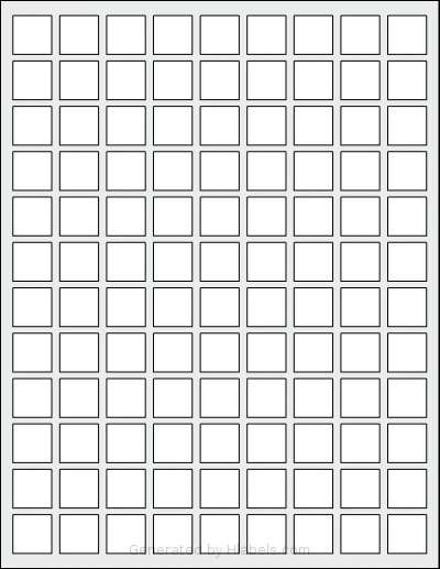 SheetLabels® SL716 template with 108 square 0.75 x 0.75 inch labels per sheet, on Letter-size adhesive blank label sheets.