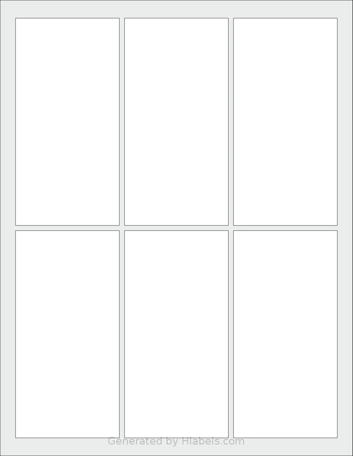 SheetLabels® SL720 template with 6 rectangular 2.5 x 5 inch labels per sheet, on Letter-size adhesive blank label sheets.