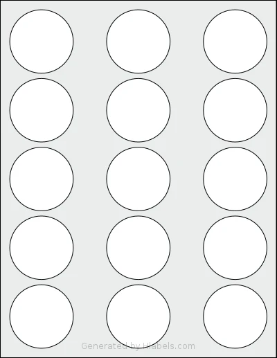 SheetLabels® SL726 template with 15 circle labels per sheet, each 1.95 inch in diameter, on Letter-size adhesive blank label sheets.