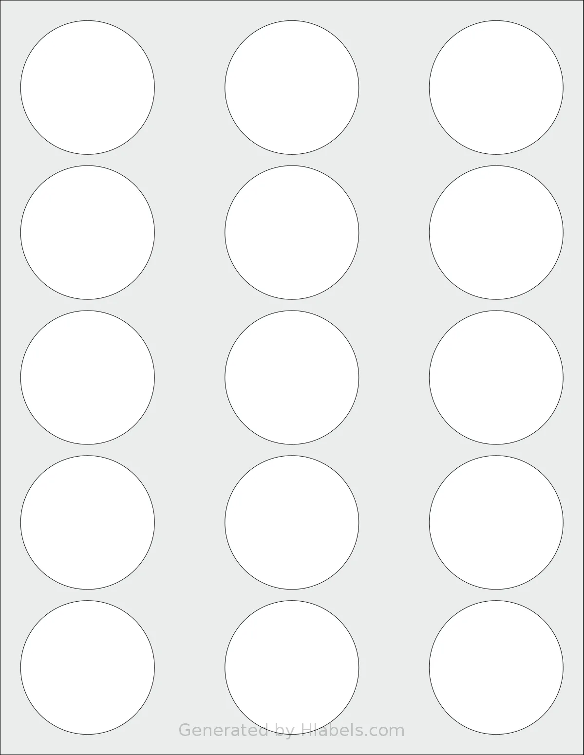 SheetLabels® SL726 template with 15 circle labels per sheet, each 1.95 inch in diameter, on Letter-size adhesive blank label sheets.