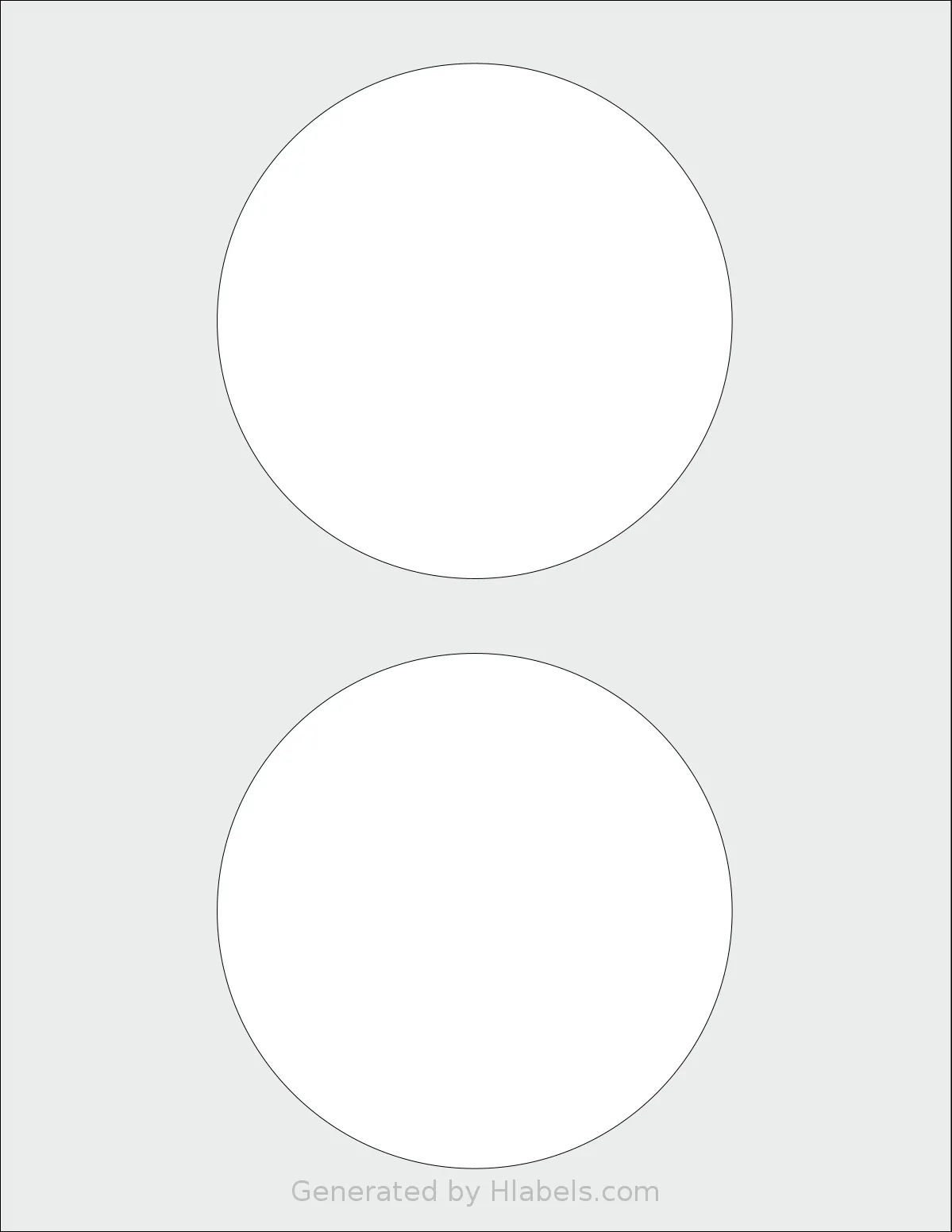 SheetLabels® SL727 template with 2 circle labels per sheet, each 4.6 inch in diameter, on Letter-size adhesive blank label sheets.
