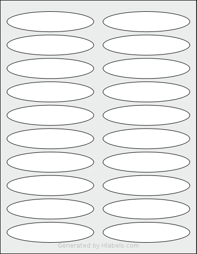 SheetLabels® SL730 template with 20 oval 3.75 x 0.875 inch labels per sheet, on Letter-size adhesive blank label sheets.