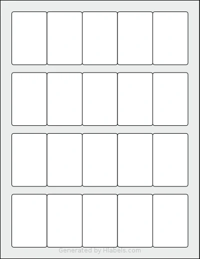 SheetLabels® SL749 template with 20 rectangular 1.5 x 2.25 inch labels per sheet, on Letter-size adhesive blank label sheets.