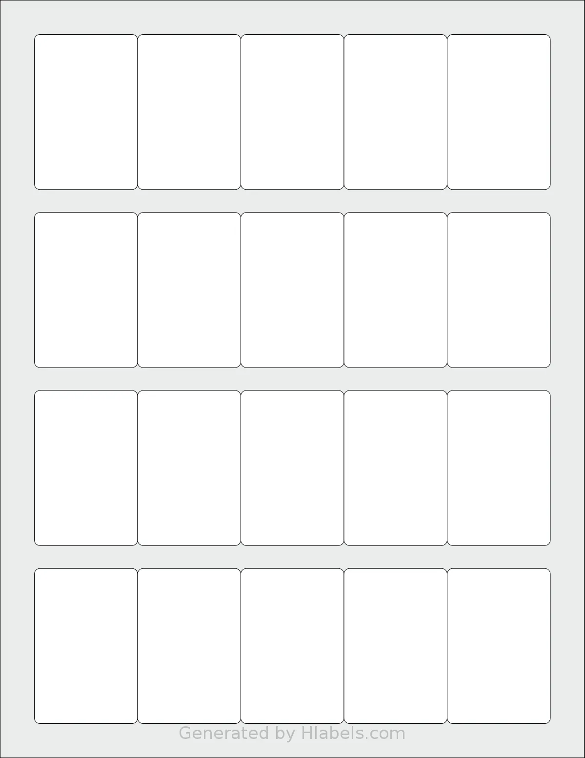SheetLabels® SL749 template with 20 rectangular 1.5 x 2.25 inch labels per sheet, on Letter-size adhesive blank label sheets.