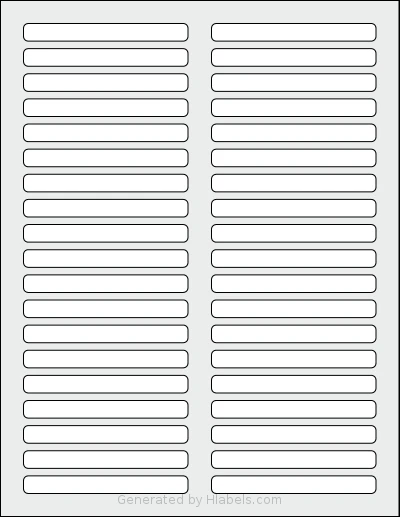 SheetLabels® SL755 template with 38 rectangular 3.5 x 0.375 inch labels per sheet, on Letter-size adhesive blank label sheets.