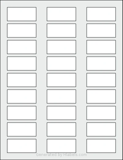 SheetLabels® SL763 template with 27 rectangular 2 x 0.9375 inch labels per sheet, on Letter-size adhesive blank label sheets.