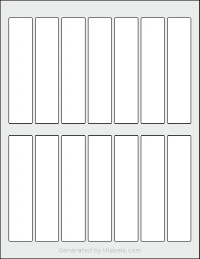 SheetLabels® SL767 template with 14 rectangular 1 x 4.5 inch labels per sheet, on Letter-size adhesive blank label sheets.