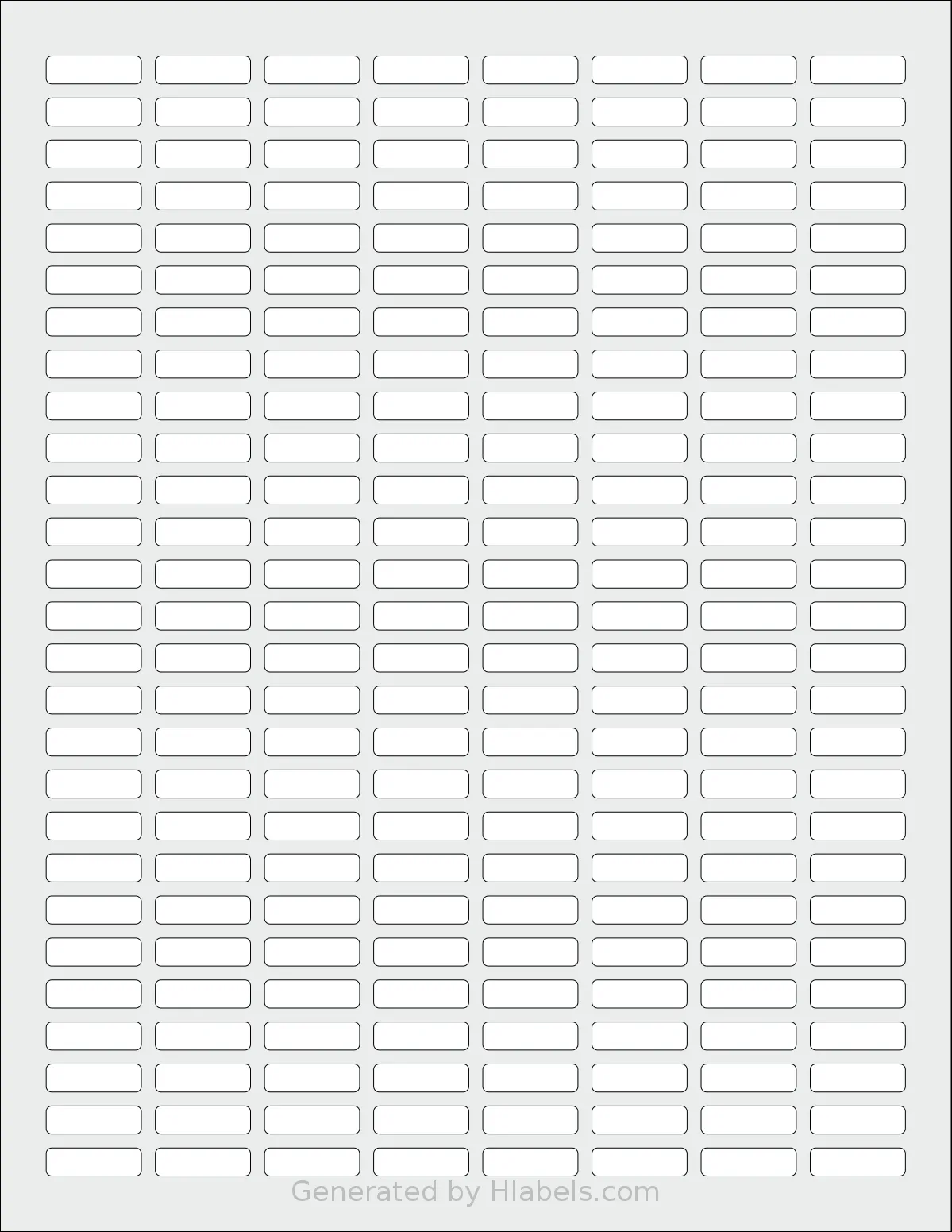 SheetLabels® SL775 template with 216 rectangular 0.85 x 0.25 inch labels per sheet, on Letter-size adhesive blank label sheets.
