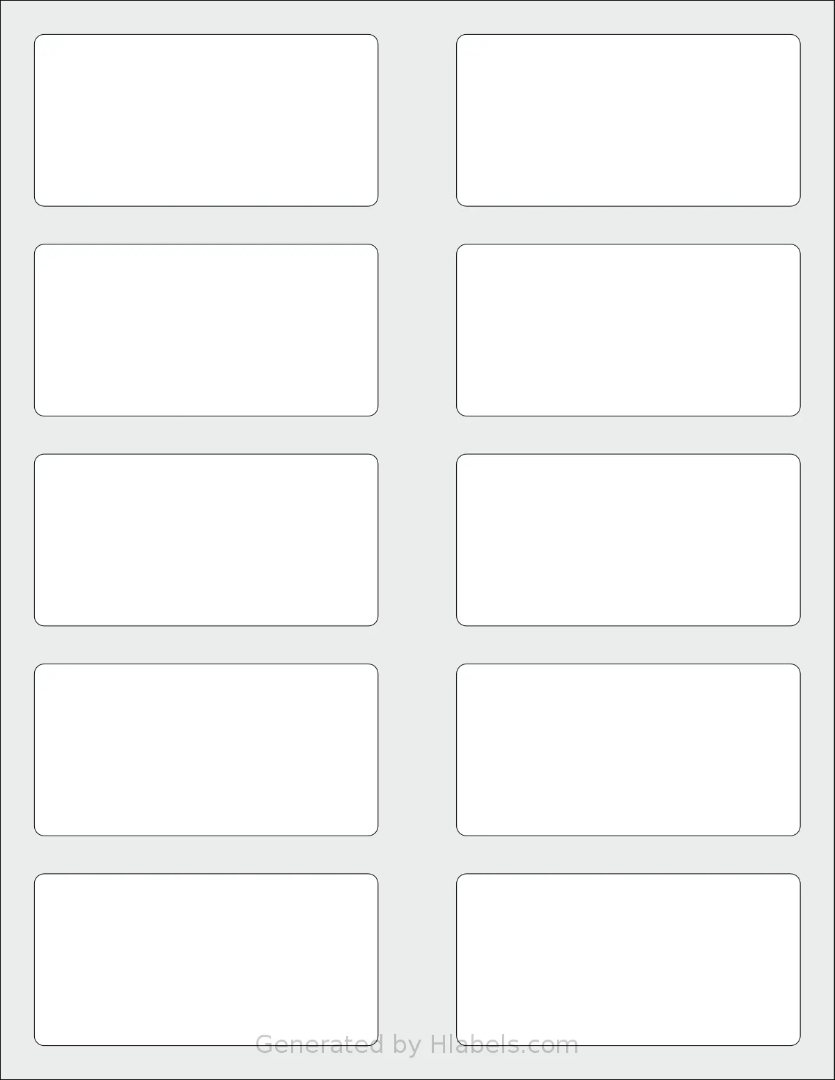 SheetLabels® SL776 template with 10 rectangular 3.5 x 1.75 inch labels per sheet, on Letter-size adhesive blank label sheets.