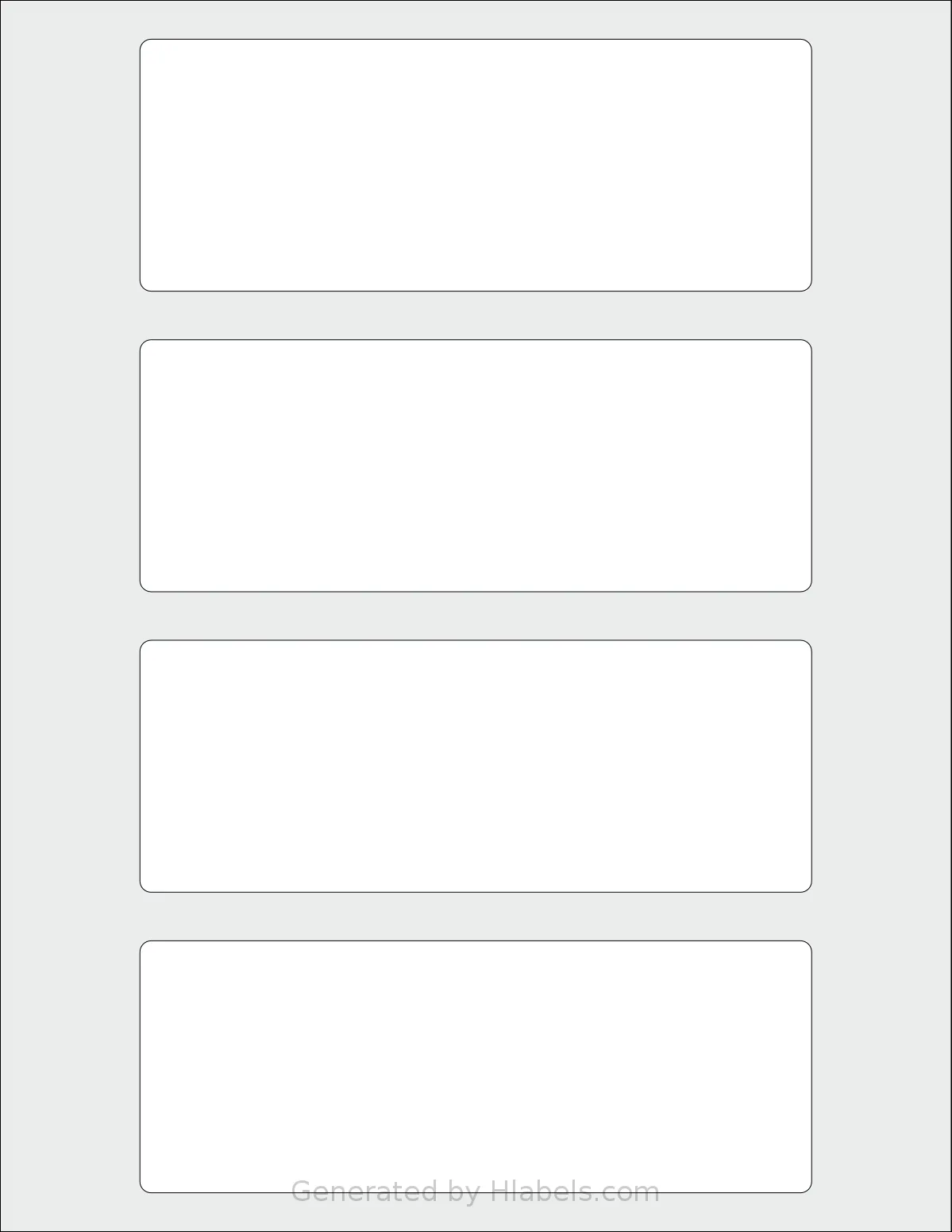 SheetLabels® SL783 template with 4 rectangular 6 x 2.25 inch labels per sheet, on Letter-size adhesive blank label sheets.
