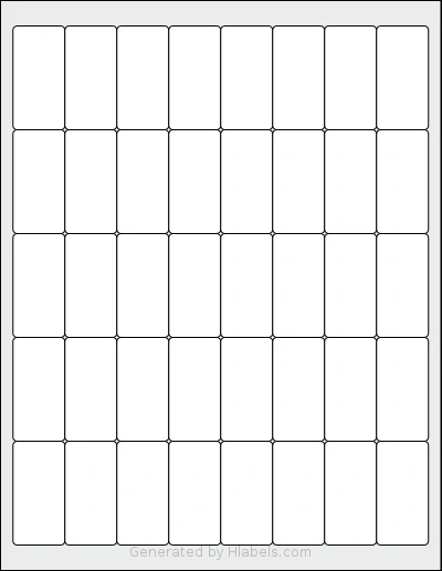 SheetLabels® SL787 template with 40 rectangular 1 x 2 inch labels per sheet, on Letter-size adhesive blank label sheets.