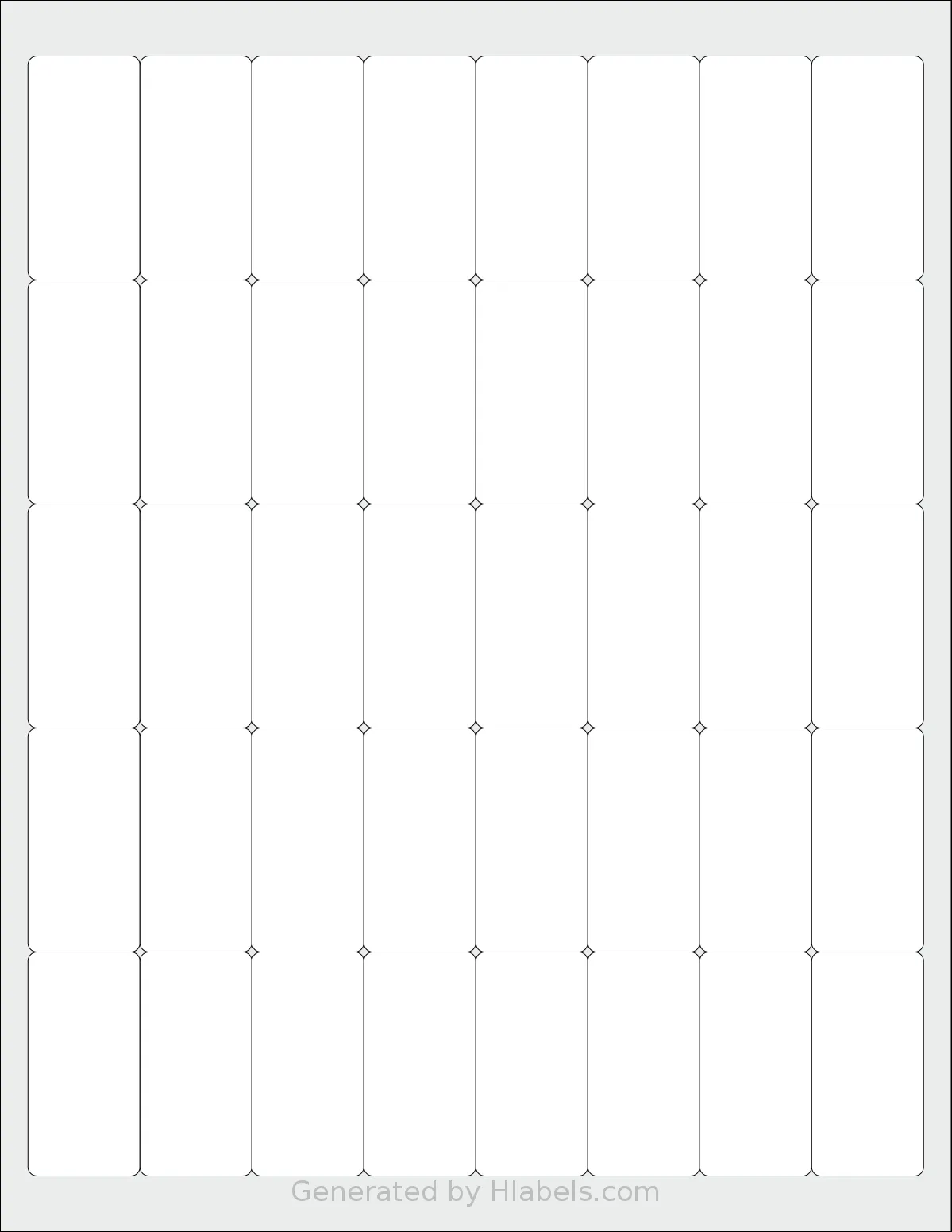 SheetLabels® SL787 template with 40 rectangular 1 x 2 inch labels per sheet, on Letter-size adhesive blank label sheets.