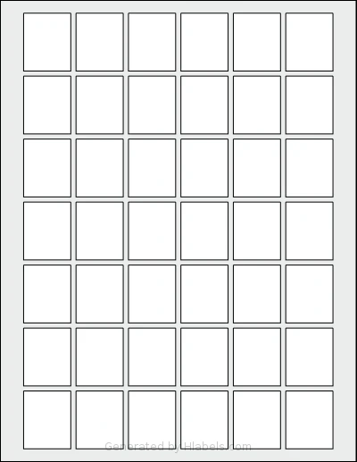 SheetLabels® SL797 template with 42 rectangular 1.125 x 1.378 inch labels per sheet, on Letter-size adhesive blank label sheets.