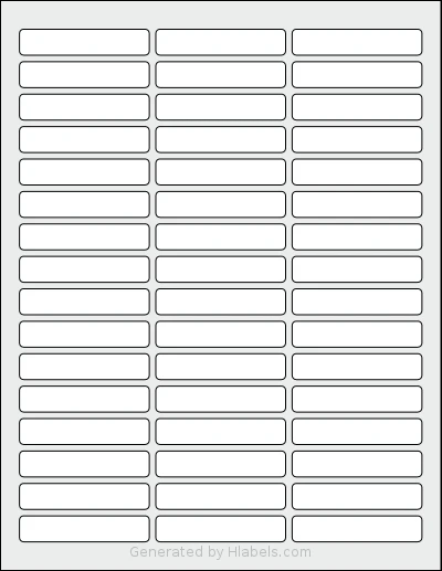 SheetLabels® SL812 template with 48 rectangular 2.5 x 0.5 inch labels per sheet, on Letter-size adhesive blank label sheets.