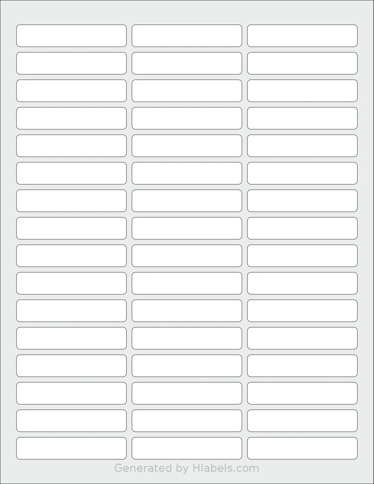 SheetLabels® SL812 template with 48 rectangular 2.5 x 0.5 inch labels per sheet, on Letter-size adhesive blank label sheets.