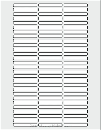 SheetLabels® SL820 template with 84 rectangular 2 x 0.25 inch labels per sheet, on Letter-size adhesive blank label sheets.