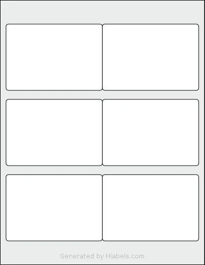 SheetLabels® SL821 template with 6 rectangular 4 x 2.75 inch labels per sheet, on Letter-size adhesive blank label sheets.