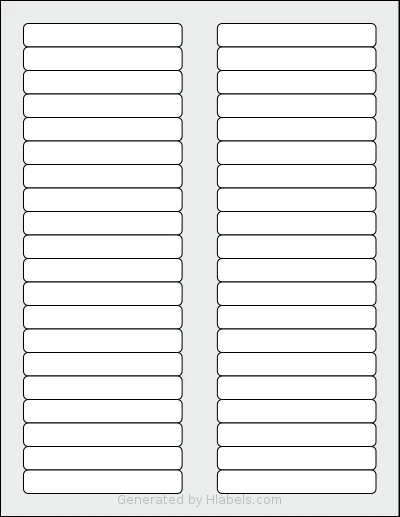 SheetLabels® SL832 template with 40 rectangular 3.375 x 0.5 inch labels per sheet, on Letter-size adhesive blank label sheets.