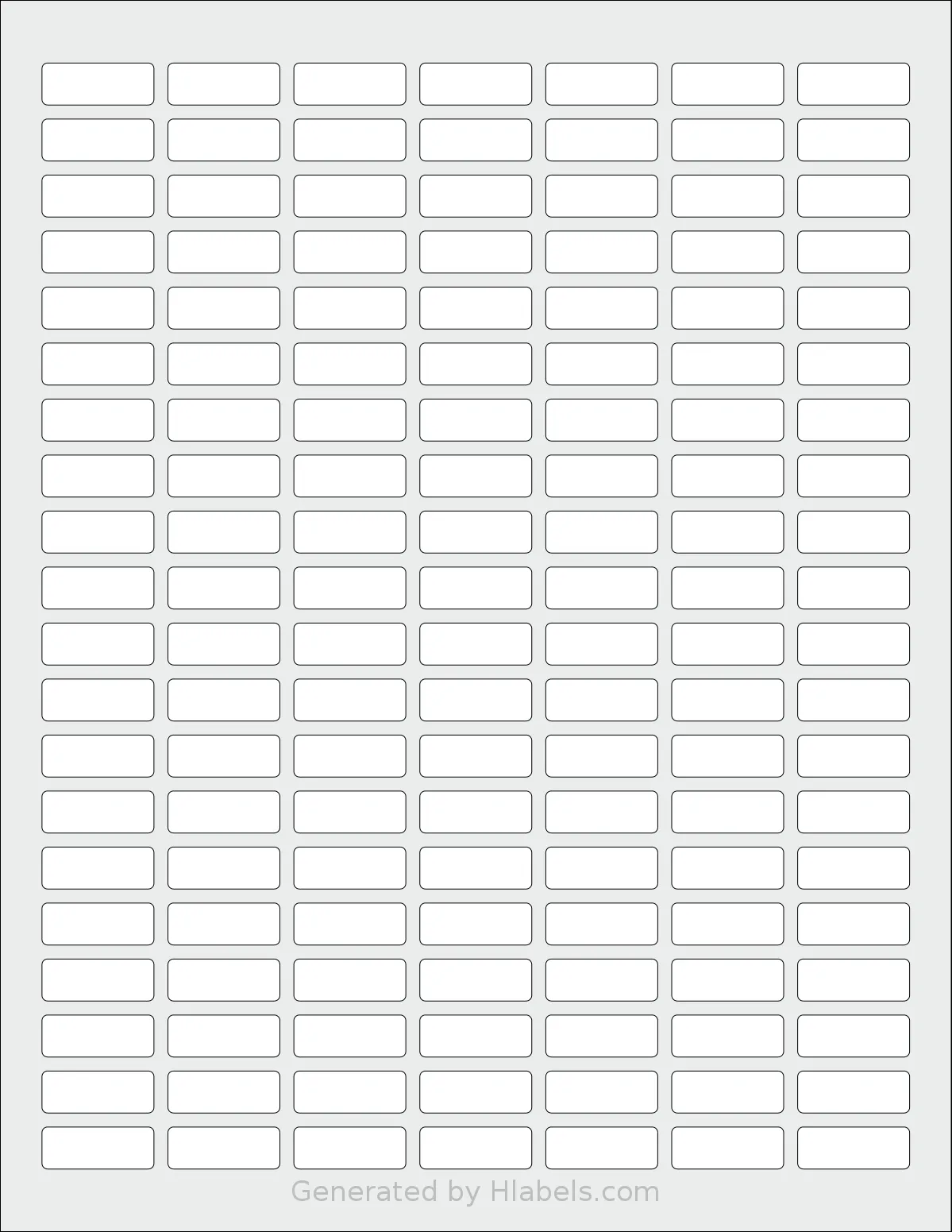 SheetLabels® SL833 template with 140 rectangular 1 x 0.375 inch labels per sheet, on Letter-size adhesive blank label sheets.