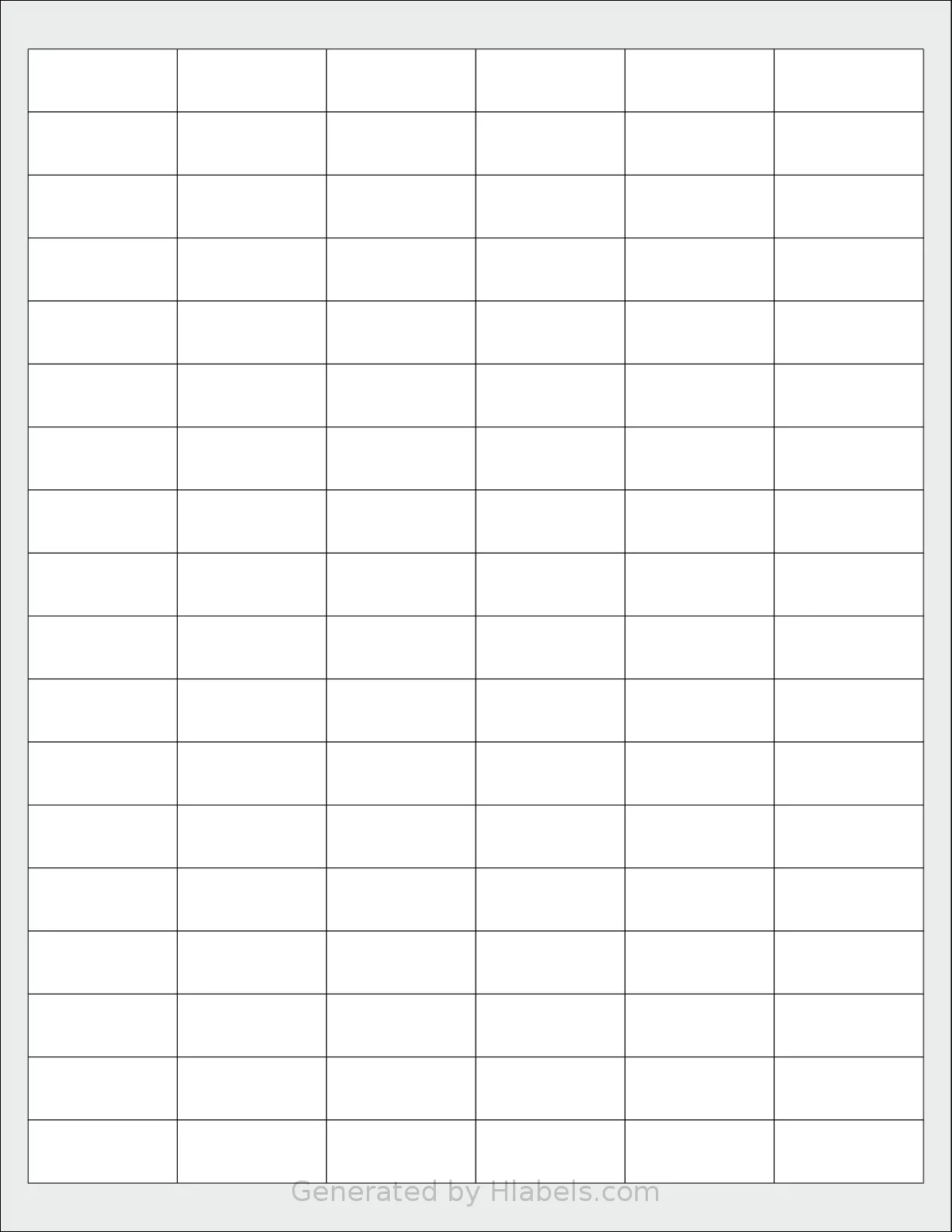 SheetLabels® SL841 template with 108 rectangular 1.333 x 0.5625 inch labels per sheet, on Letter-size adhesive blank label sheets.