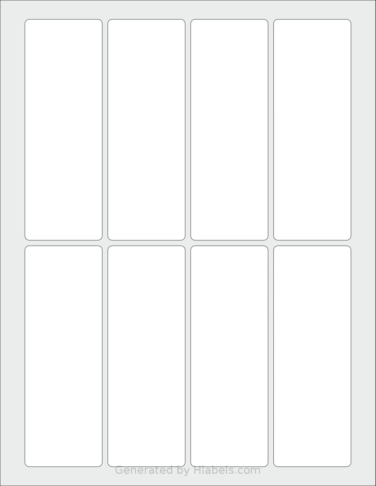 SheetLabels® SL858 template with 8 rectangular 1.75 x 5 inch labels per sheet, on Letter-size adhesive blank label sheets.