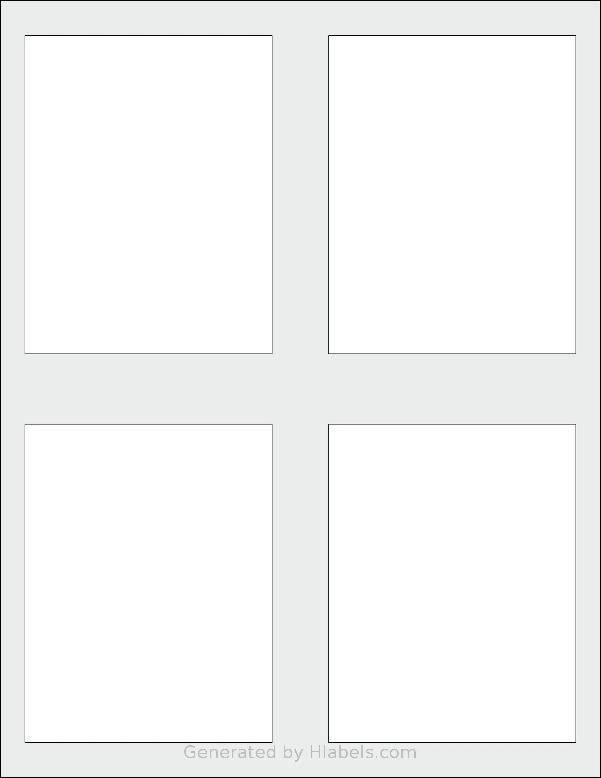 SheetLabels® SL859 template with 4 rectangular 3.5 x 4.5 inch labels per sheet, on Letter-size adhesive blank label sheets.