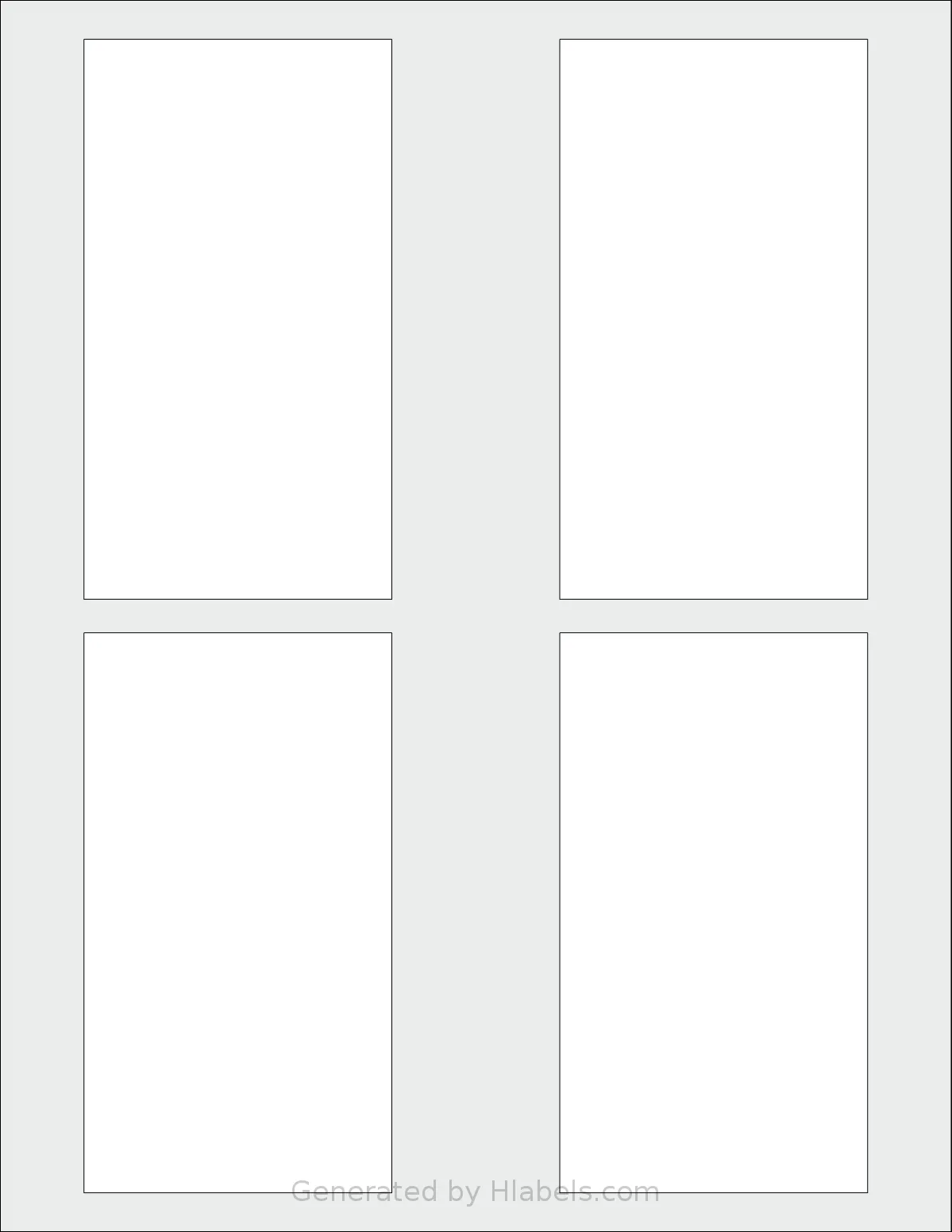 SheetLabels® SL860 template with 4 rectangular 2.75 x 5 inch labels per sheet, on Letter-size adhesive blank label sheets.