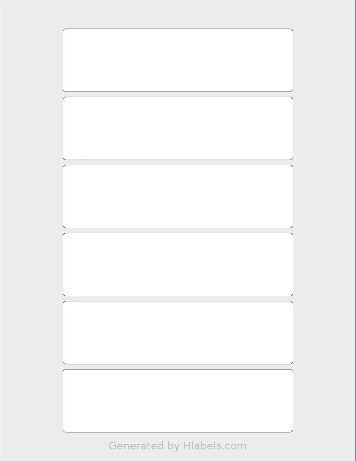 SheetLabels® SL890 template with 6 rectangular 5.5 x 1.5 inch labels per sheet, on Letter-size adhesive blank label sheets.