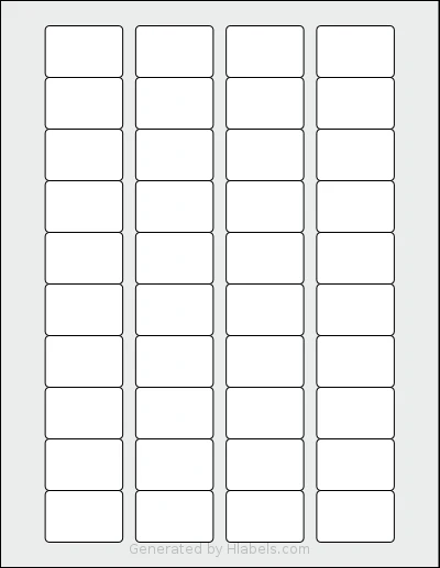 SheetLabels® SL898 template with 40 rectangular 1.5 x 1 inch labels per sheet, on Letter-size adhesive blank label sheets.