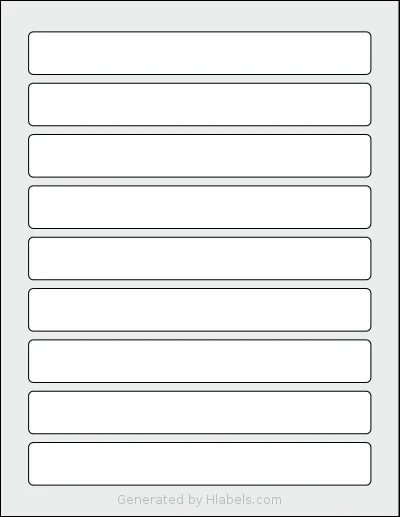 SheetLabels® SL913 template with 9 rectangular 7.283 x 0.906 inch labels per sheet, on Letter-size adhesive blank label sheets.