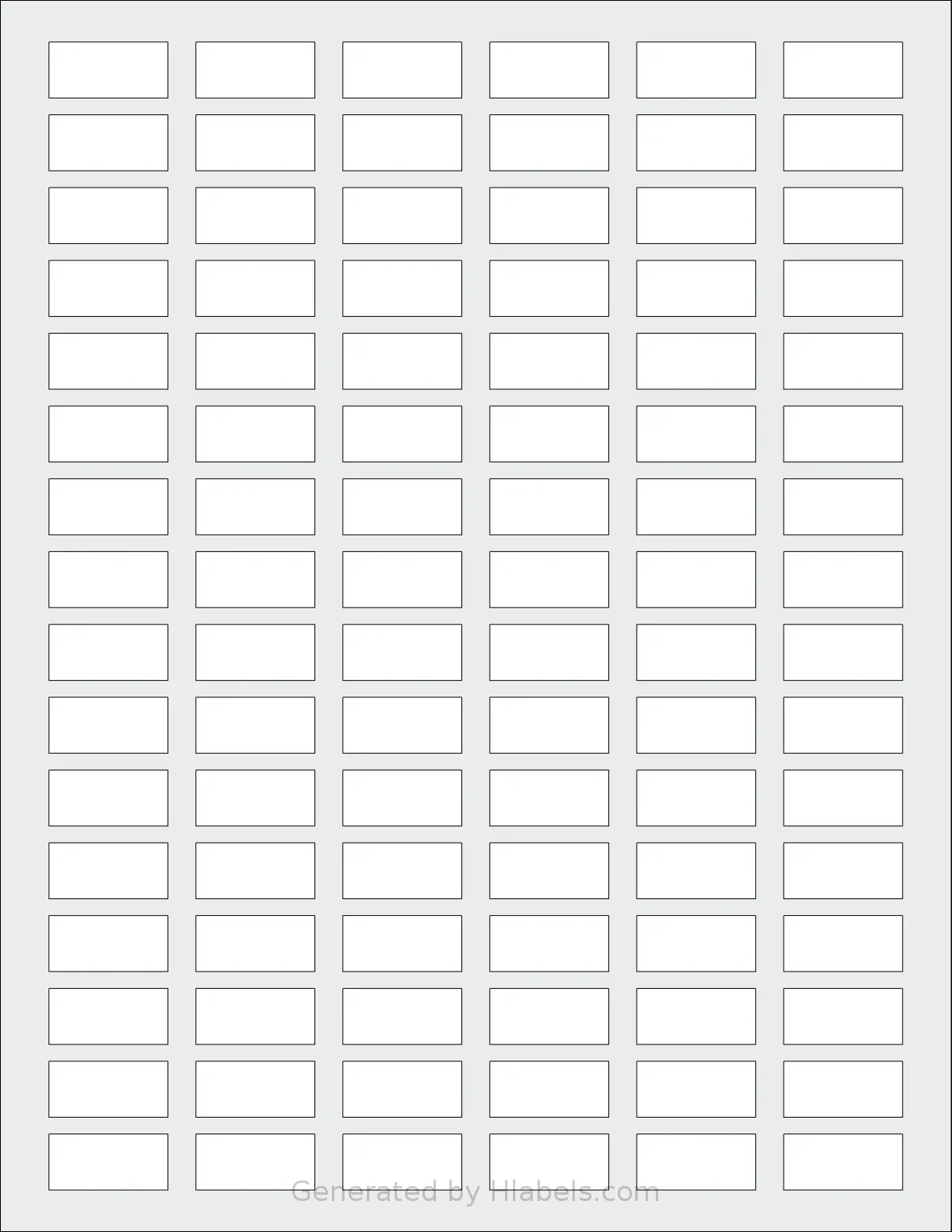 SheetLabels® SL928 template with 96 rectangular 1.0625 x 0.5 inch labels per sheet, on Letter-size adhesive blank label sheets.